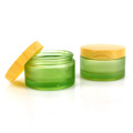 200g round thick bottom green frosted glass face cream cosmetic contanier jar with plastic lid